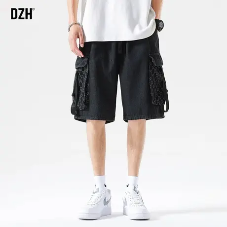 男士复古牛仔裤男夏季宽松休闲外穿潮牌水洗工装5分短裤男半截裤商品大图