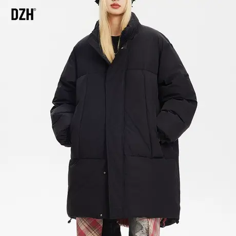 男士黑色长款棉服男冬季加厚宽松保暖外套2023新款棉衣情侣装冬装商品大图