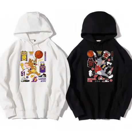 秀洛卡通动漫篮球运动情侣猫和老鼠联名衣服飞人扣篮卫衣男连帽图片