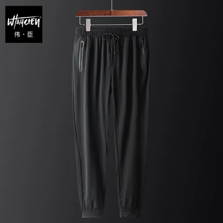 伟臣潮流夏季新品大码男装休闲裤男胖子加肥加大网眼冰丝小脚裤男图片