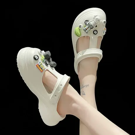 洞洞鞋女夏季新款外穿可爱公仔松糕厚底防滑两穿凉拖沙滩包头拖鞋商品大图