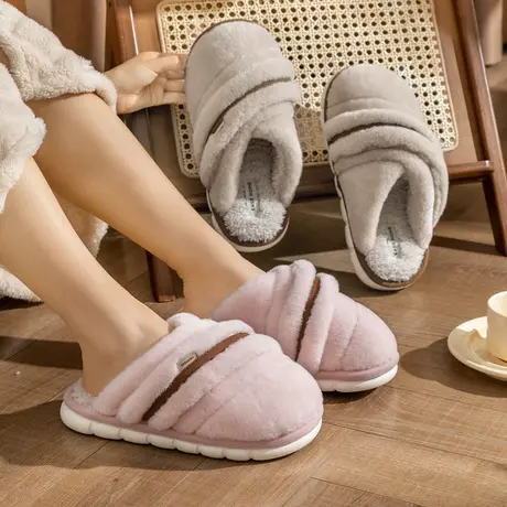 2024新款情侣棉拖鞋女冬季室内家居家用保暖防滑厚底毛毛拖鞋女士商品大图