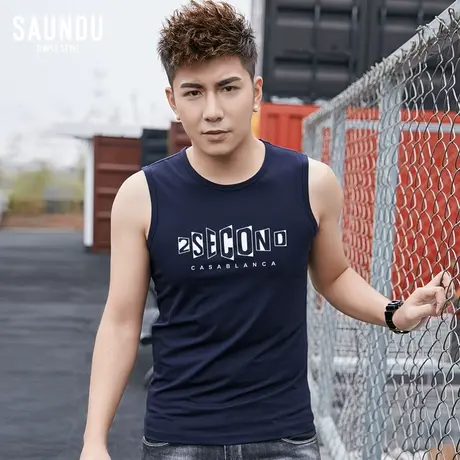 背心男修身型运动坎肩坎袖男生健身蓝球宽肩夏季打底汗衫无袖t恤商品大图