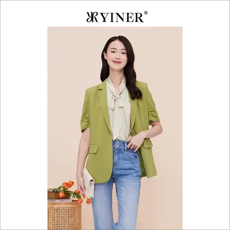 【醋酸系列】YINER音儿线上专选女装2023夏季休闲西装短外套商品大图