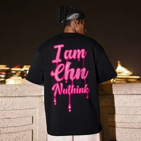 美式街头短袖t恤男潮2023新款国潮潮牌宽松潮流大码半袖男款夏季商品大图