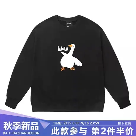 2023秋季新款卡通大白鹅印花圆领卫衣男时尚潮牌休闲情侣外套ins商品大图