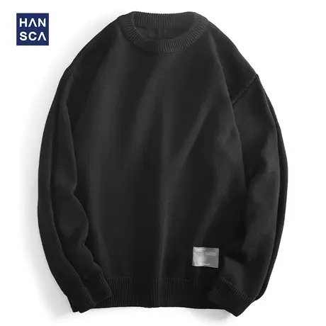 清仓特卖hansca秋冬季复古毛衣男内搭保暖针织衫圆领套头长袖上衣商品大图