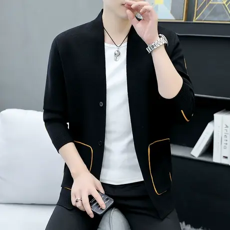 针织衫外套男士春秋季帅气薄款2022新款潮流男装休闲外穿开衫毛衣商品大图