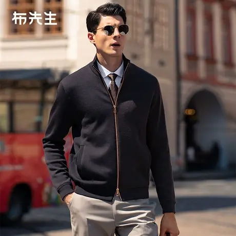MrBu布先生巴素兰羊毛衫拉链立领夹克冬款易打理保暖开衫毛衣男装商品大图