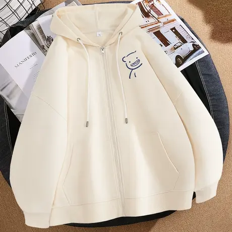 开衫连帽卫衣外套女2023年秋季新款宽松百搭薄款女装衣服春秋上衣商品大图