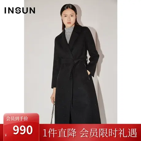 [自然环保]恩裳COVER冬季2022时尚珠片羊毛双面呢毛呢外套女商品大图