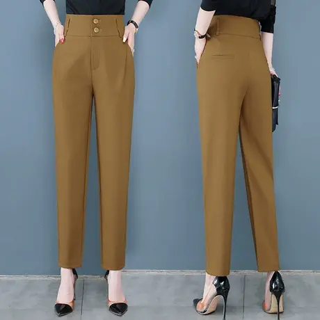 西装裤女春季2023新款高腰哈伦女裤宽松休闲显瘦修身黑色直筒裤子图片