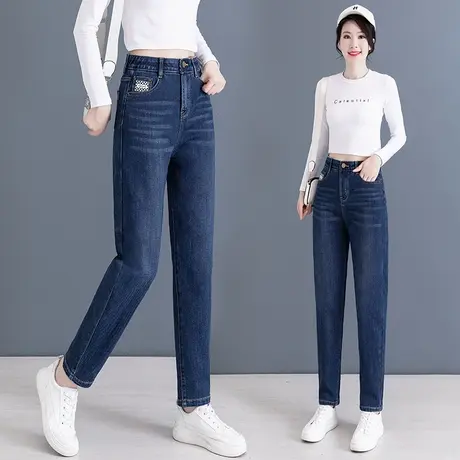 直筒牛仔裤女春秋2023新款韩版时尚高腰显瘦裤子百搭小个子烟管裤图片