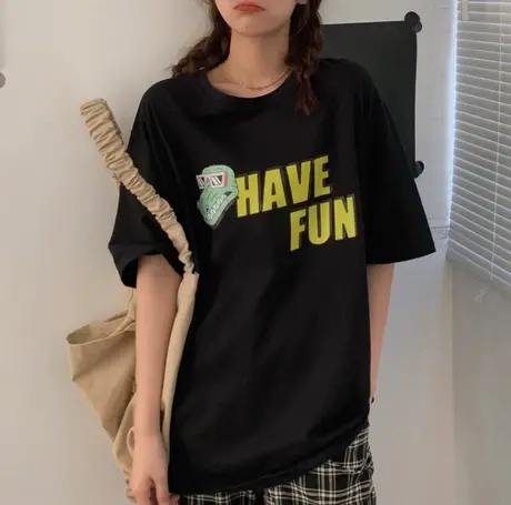 美式复古chic港味短袖t恤女2022夏季纯棉宽松韩版半袖上衣服ins潮商品大图