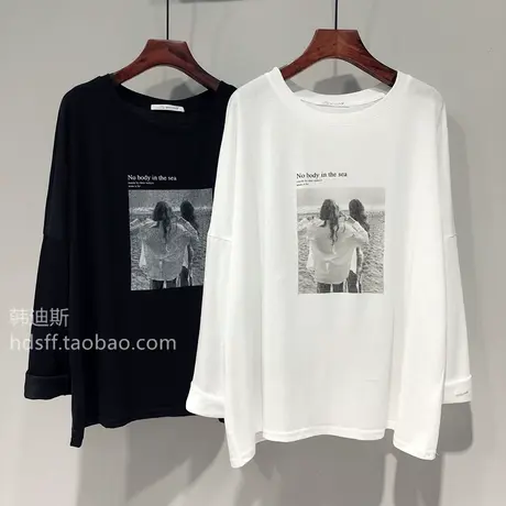 早秋ins风女装慵懒长袖国潮复古t恤hiphop韩风chic上衣女宽松百搭商品大图