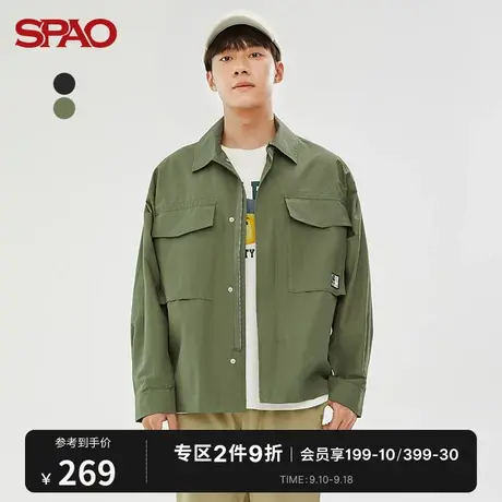 SPAO男士夹克秋季新款衬衫型休闲薄款外套SPJJC23H13商品大图
