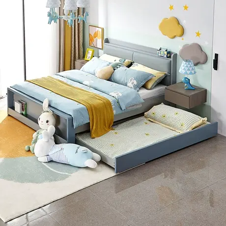 全友家居抽拉子母床儿童房多功能高低1米5男女小孩双人床商品大图