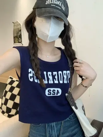 纯棉吊带坎肩背心内搭无袖t恤女夏季设计感小众外穿宽松短款上衣商品大图
