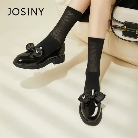 Josiny/卓诗尼小皮鞋女2024新款春季英伦风乐福鞋粗跟轻便单鞋女商品大图