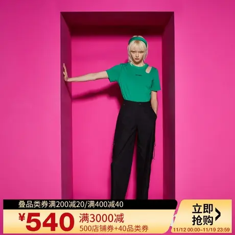 Juicy Couture橘滋2023新款帅气印花单肩露肤短袖女T恤商品大图