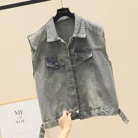 2023秋季新品宽松百搭无袖坎肩背心女宽松休闲水洗牛仔马甲上衣潮商品大图