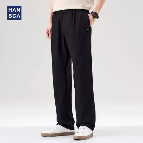 Hansca莱赛尔凉感透气棉麻休闲裤男款2025夏季薄款通勤直筒长裤子商品大图
