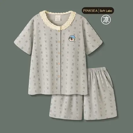 睡衣女款2025新款夏季凉感莫代尔棉短袖大码家居服小香风企鹅套装商品大图