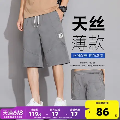 唐狮2024夏季新款休闲短裤男士直筒显瘦五分裤薄款简约工装短裤TG商品大图