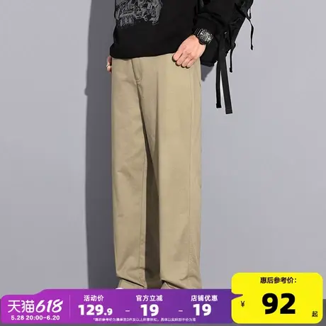 唐狮25春夏季新款男休闲长裤直筒工装裤子日系宽松简约阔腿裤潮流商品大图