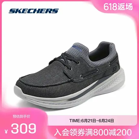 斯凯奇官方outlets2025男士商务休闲鞋一脚蹬健步鞋舒适大底网布商品大图