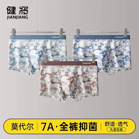 健将男士内裤男生莫代尔冰丝无痕四角短裤衩男式夏季薄款平角裤头商品大图