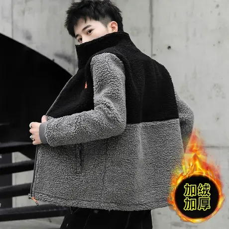 男士棉袄秋冬季2023年新款羊羔毛外套冬装加绒加厚潮男装棉衣棉服图片