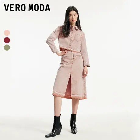 Vero Moda奥莱牛仔衬衫女早秋新款休闲百搭磨破做旧水洗上衣流行图片
