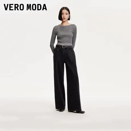 Vero Moda牛仔裤女2025秋冬新款纯棉做旧磨白阔腿裤百搭325432026商品大图
