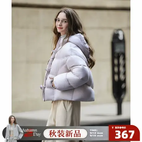 唐狮2025秋冬季短款羽绒服女高蓬连帽90鸭绒宽松休闲小个子韩系商品大图