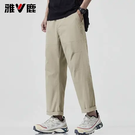 雅鹿2026春秋新款宽松时尚简约百搭休闲裤男青年潮牌工装直筒长裤图片
