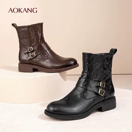 奥康 女鞋2025年秋冬新款时尚休闲时装靴百搭软底西部靴N图片