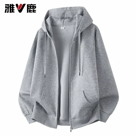 雅鹿2026春季新款男开衫连帽休闲卫衣青年时尚潮牌高级感外套大码商品大图