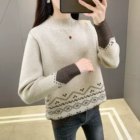 毛衣秋冬女慵懒风2023新款半高领秋冬网红爆款针织打底衫上衣穿搭图片