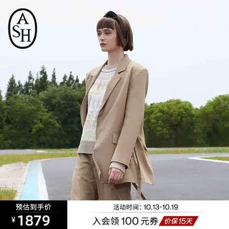 ASH女装冬季新款时尚百搭宽松上衣系带潮流休闲西装外套商品大图