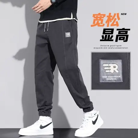 秋冬款灰色纯棉防风哈伦休闲裤子男装美式潮牌束脚运动卫裤春秋款图片