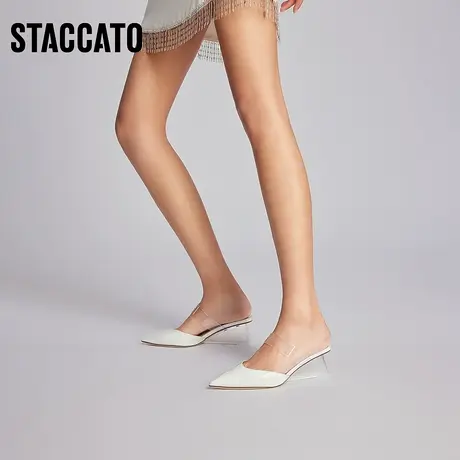 思加图新款仙女风法式包头外穿透明凉拖鞋女穆勒鞋子EDK29AH3商品大图