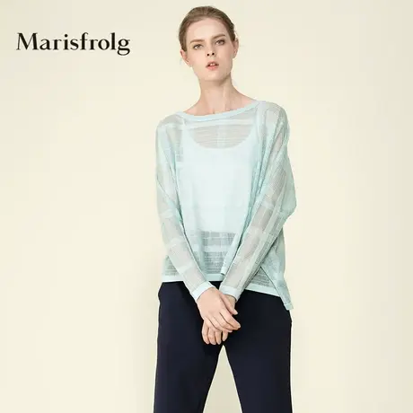 Marisfrolg玛丝菲尔女装时尚简约透视长袖羊毛针织衫春夏时尚气质图片