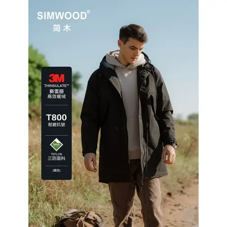 Simwood简木男装【宽松版型】新款3M雪丽棉三防中长款棉服外套商品大图