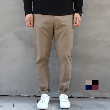 四季款彩裤新款特大号男裤弹力加肥加大码修身小脚男士休闲长裤商品大图