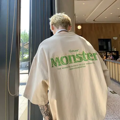 2024夏季休闲短袖T恤男潮流透气新款男装上衣体恤宽松高街半袖衫商品大图