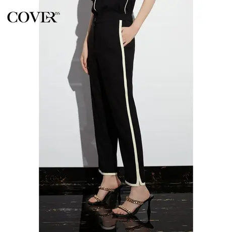 COVER夏季小微喇麻质长裤醋酸休闲裤图片