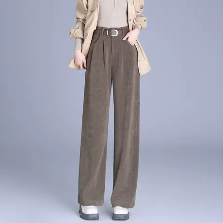 休闲阔腿裤女2023秋冬新款高腰通勤显瘦直筒裤垂感高级感洋气长裤商品大图