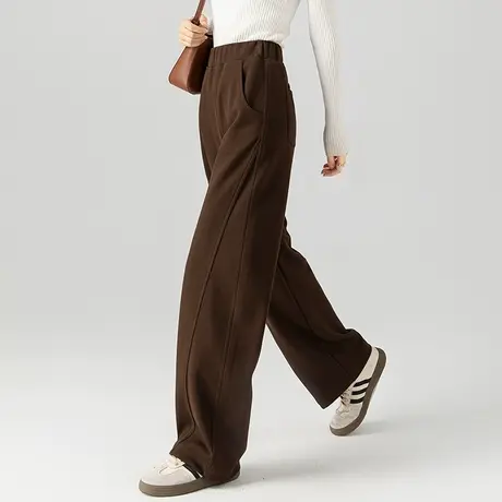 窄版阔腿裤女2024新款宽松咖啡色裤子香蕉镰刀裤春秋休闲裤直筒裤商品大图