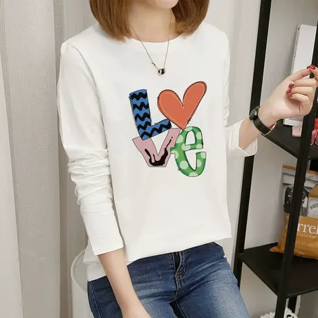 纯棉长袖t恤女白色2022秋装新款上衣宽松复古半袖设计感小众女潮图片